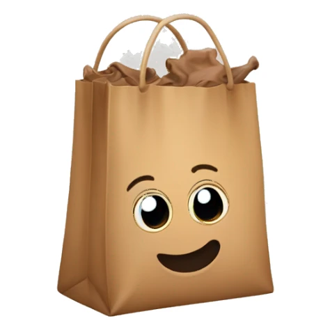 Plastic shopping bag half filled with brown stuff and Flying  sticker