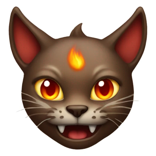 Evil Brown cat with horns and fire sticker