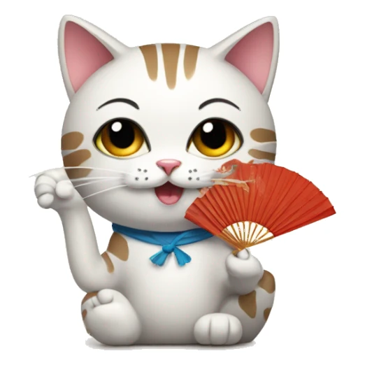 Cat with japanese fan sticker