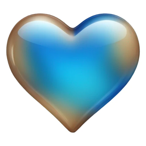 Blue tan glass heart sticker