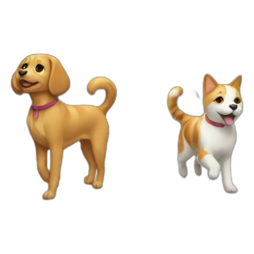 dog and cat walking in park sticker