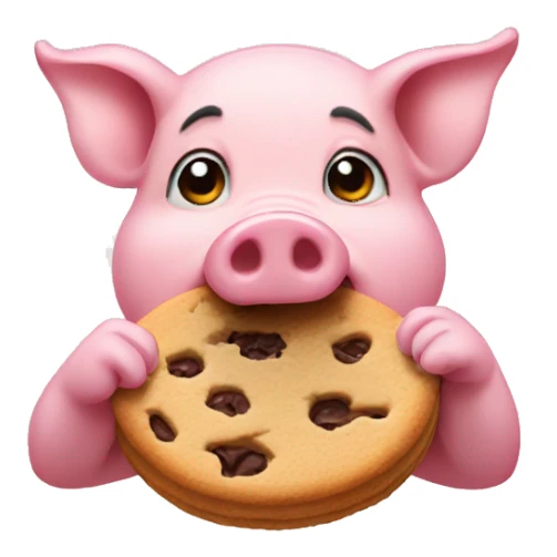 pig eating cookie sticker