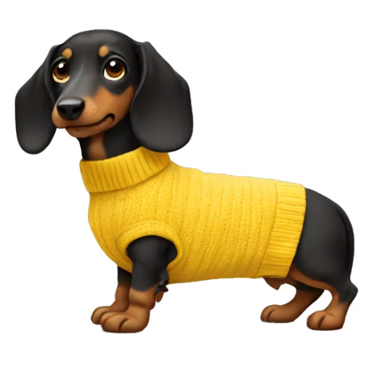 daschaund wearing yellow jumper sticker