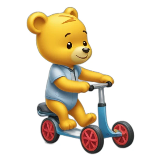 Winnie l'ourson obèse avec une trotinette sticker