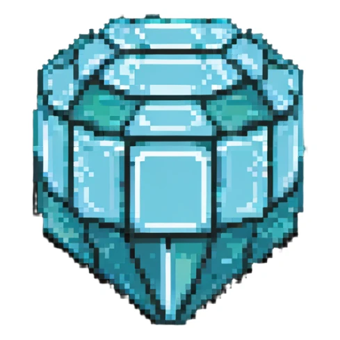 blocky pixelated Minecraft diamond emoji, less realistic sticker