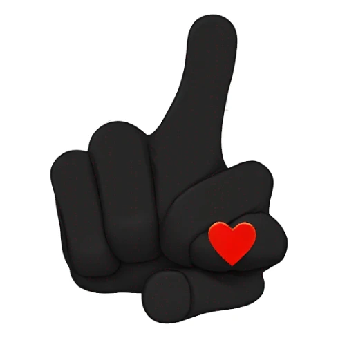Black broken heart wiith a finger gun sticker