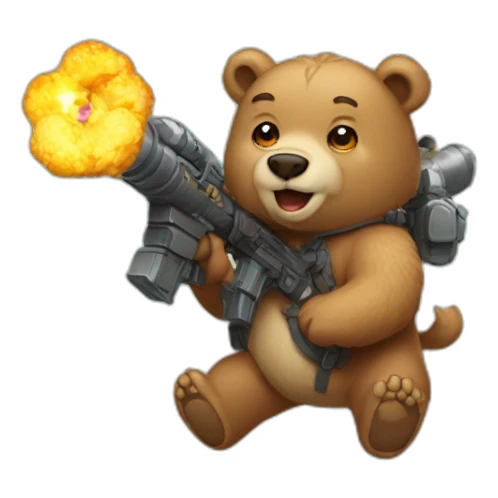 Bears with a bazooka on a unicorn sticker