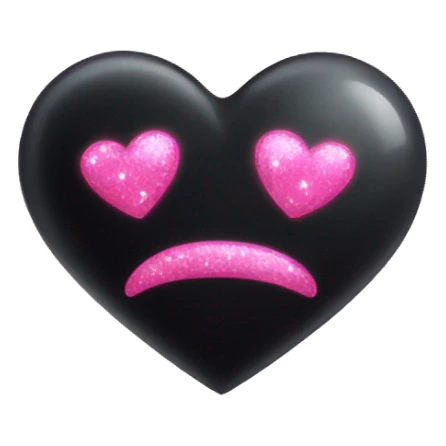 Black heart with pink sparkles sticker