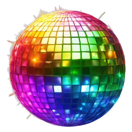 sparkling disco ball reflecting rainbow light. sticker