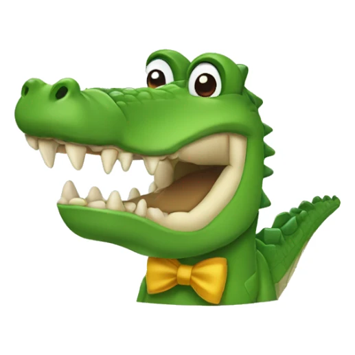 a crocodile with a bow sticker