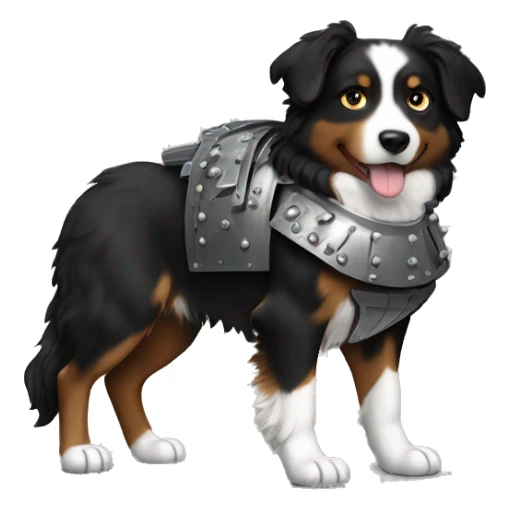 Small black australian shepherd dog with armor sticker