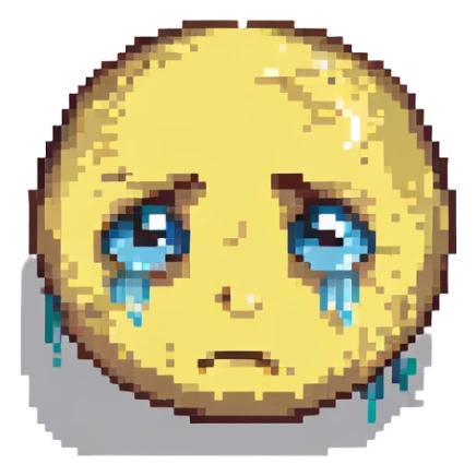 sad crying emoji, expressive face, single tear sticker