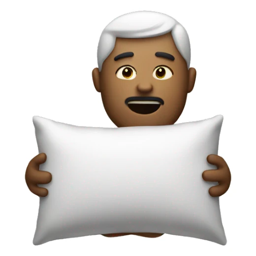 man holding a pillow sticker