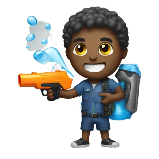 A emoji holding a water gun sticker