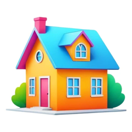 colorful house minimal logo sticker