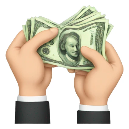 hands holding money sticker