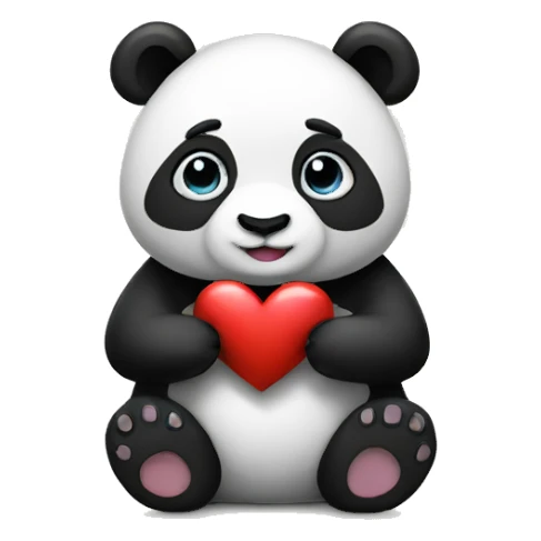 Panda with a heart sticker