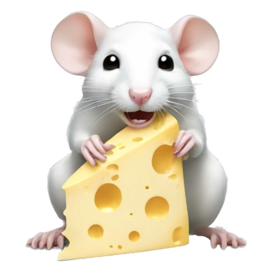 White rat eating cheese  sticker