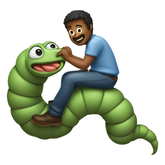 Man riding a worm  sticker