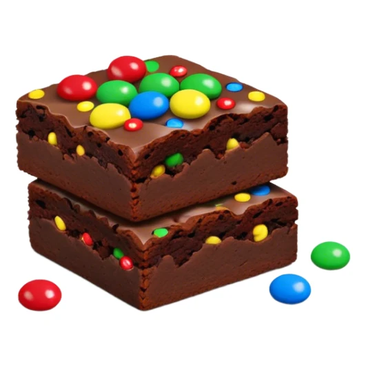 Decadent realistic brownie with mini m&m's candies sticker