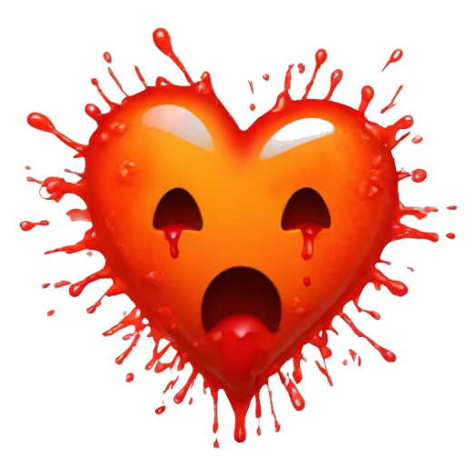bleeding red heart glowing red-orange with splatter sticker