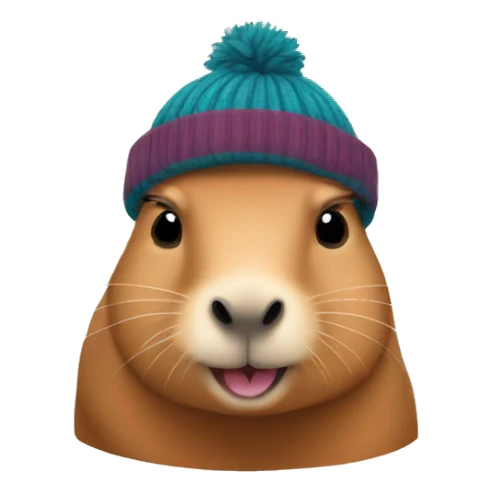 Cute capybara wearing a beanie sticker