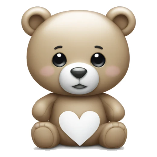 white heart, teddy bear sticker