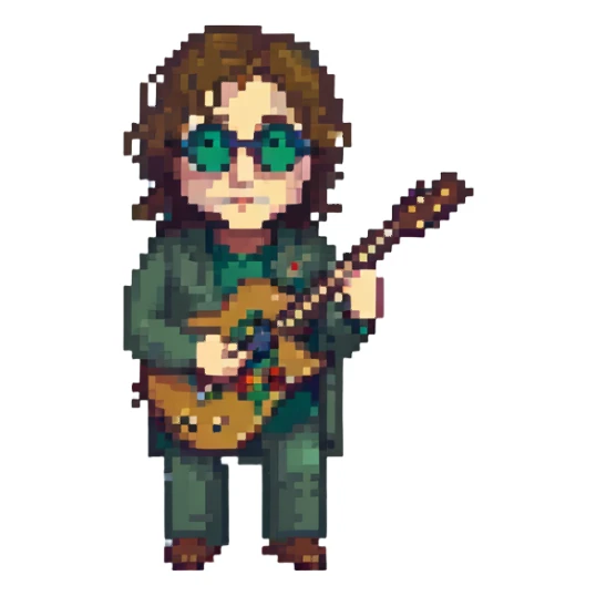 John Lennon eating a guitar sticker