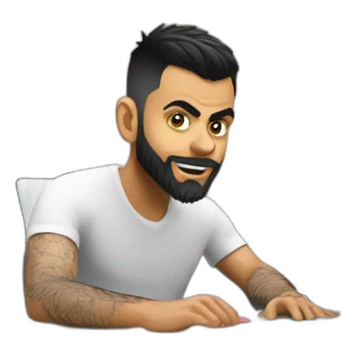 virat kohli coding in a desktop sticker