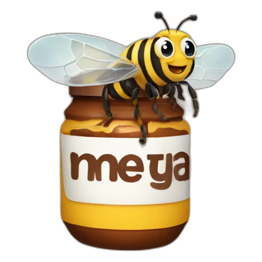 a bee with a nutella jar on his head sticker