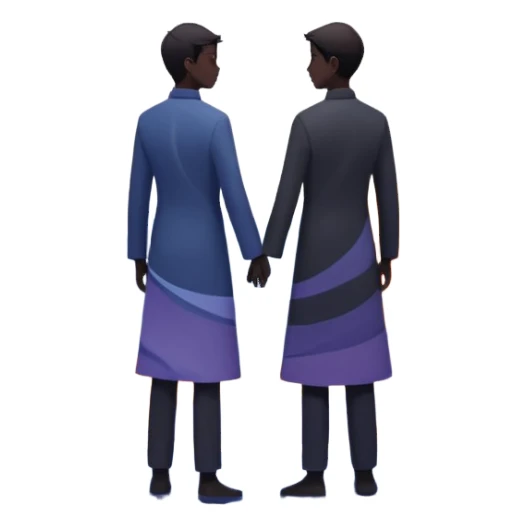 Center composition: Two silhouetted figures standing back-to-back or side-by-side in a circle of calm (soft blues, lavenders, white light)
Around them: Swirling storm energy—abstract shapes, wind lines, chaotic movement in reds, oranges, and dark grays sticker