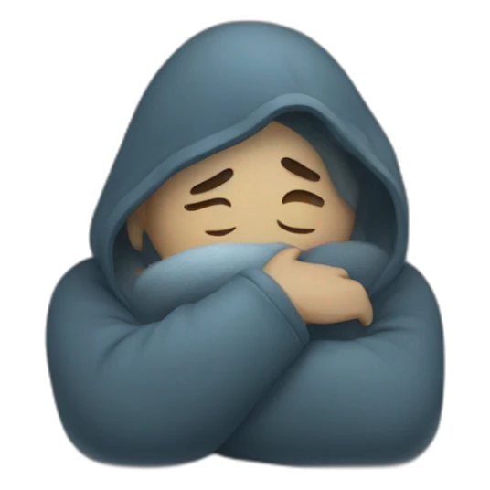 person embraces cold sticker