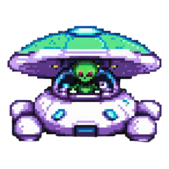 alien driving a UFO spacecraft sticker