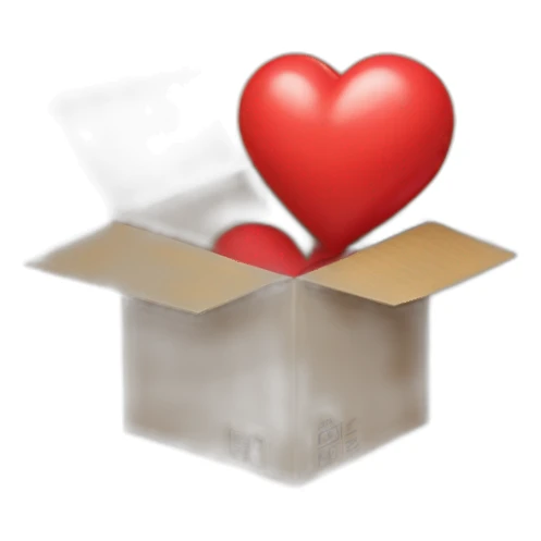 Real heart un a cardboard box sticker