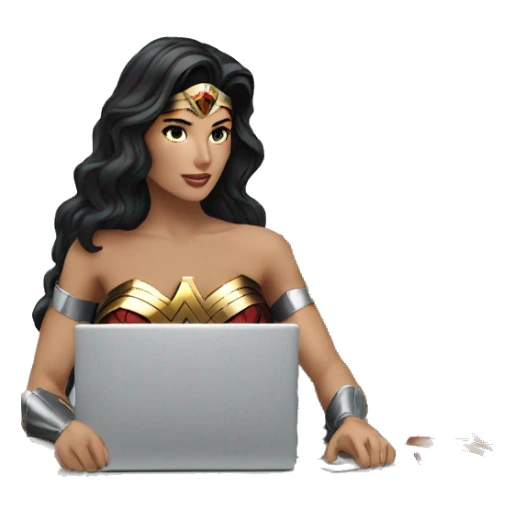 Wonder woman using computer sticker