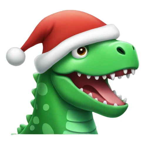 Green Dino wearing Santa hat sticker