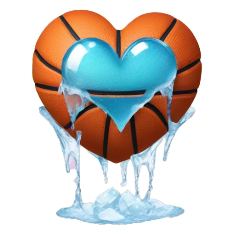 Heart shaped basketball with ice sticker