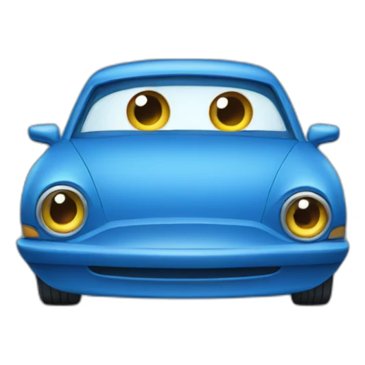blue car with eyes sticker