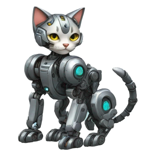 Futuristic mechanical cat-mecha sticker