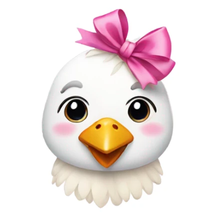 Cute face with pink bow and a chicken  sticker