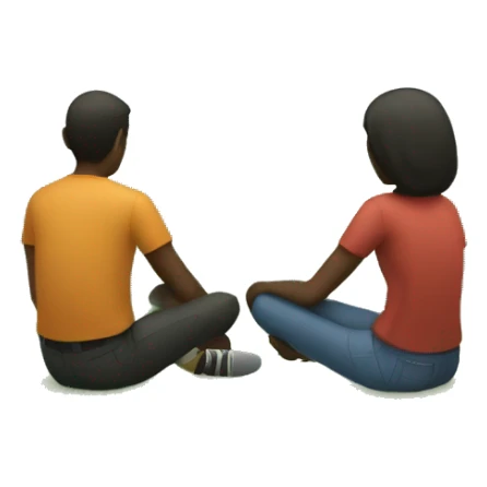 two people from back sitting on grass nature field sticker