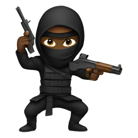 Black ninja holding a gun sticker