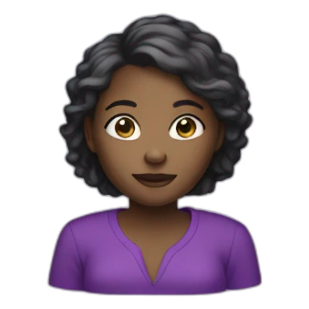 black girl with purple clothes with a computer sticker