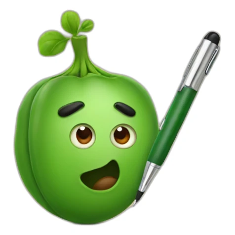 A pea holding a pen sticker