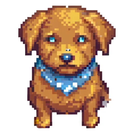 round dog pixel art 8-bit style sticker