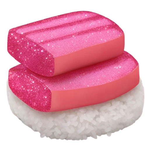 Pink sushi with rice and glitter sticker