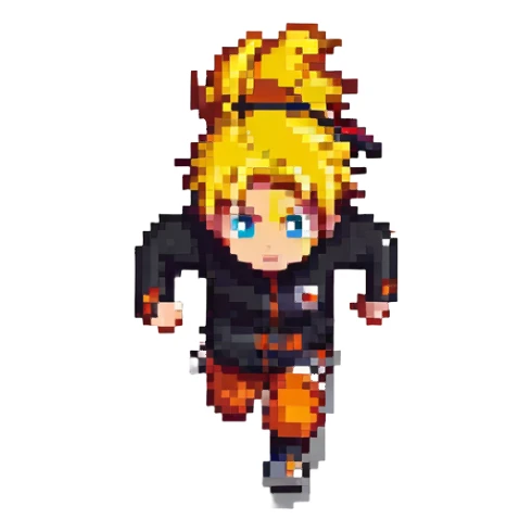 Naruto running pixel art style sticker