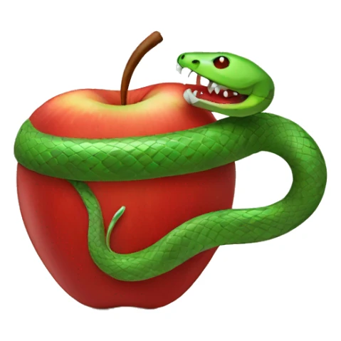 snake wrapped around red apple sticker