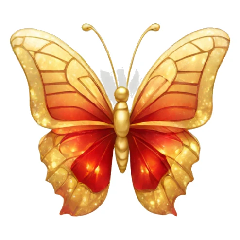Golden and red crystal butterfly sticker