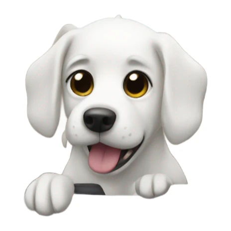 White dog in a car sticker